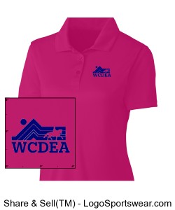 Hot Pink Polo with Dark Blue Logo Design Zoom